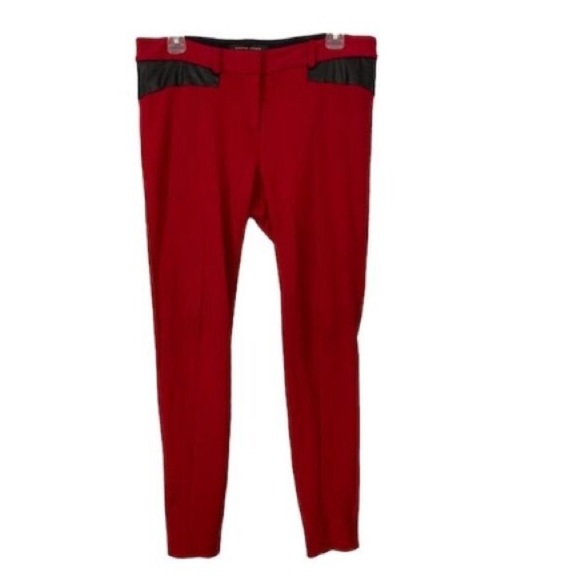Cynthia Steffe Red Straight Pants with Black Accents Midrise Size 8 - Picture 1 of 13